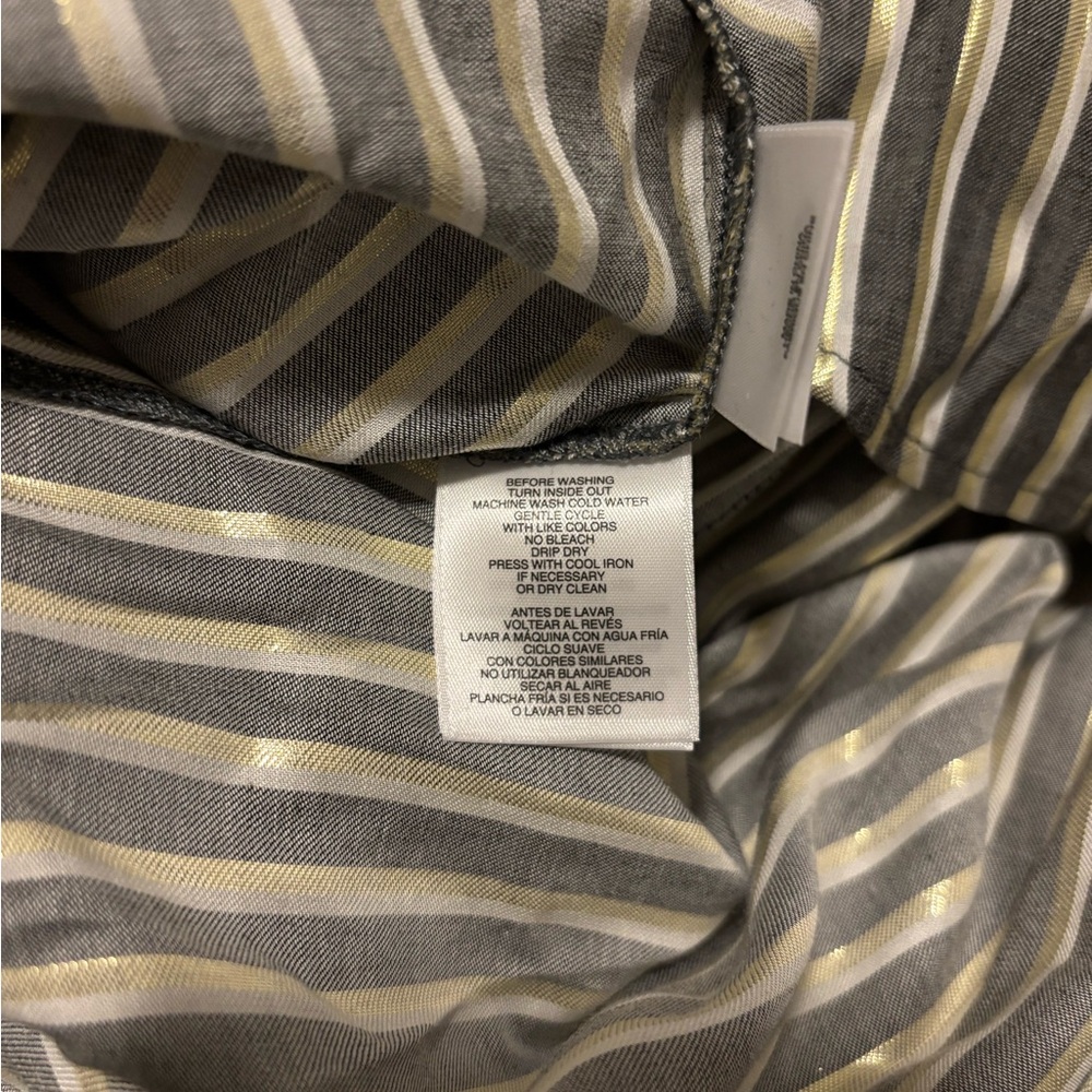 Anne Klein Gray and Gold/Silver Striped Shirt - Picture 4 of 4
